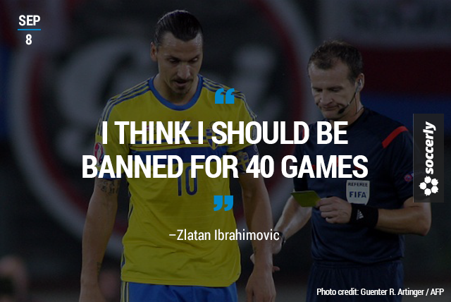 Zlatan Ibrahimovic shares his thoughts after elbowing David Alaba during a EURO2016 qualifier:
